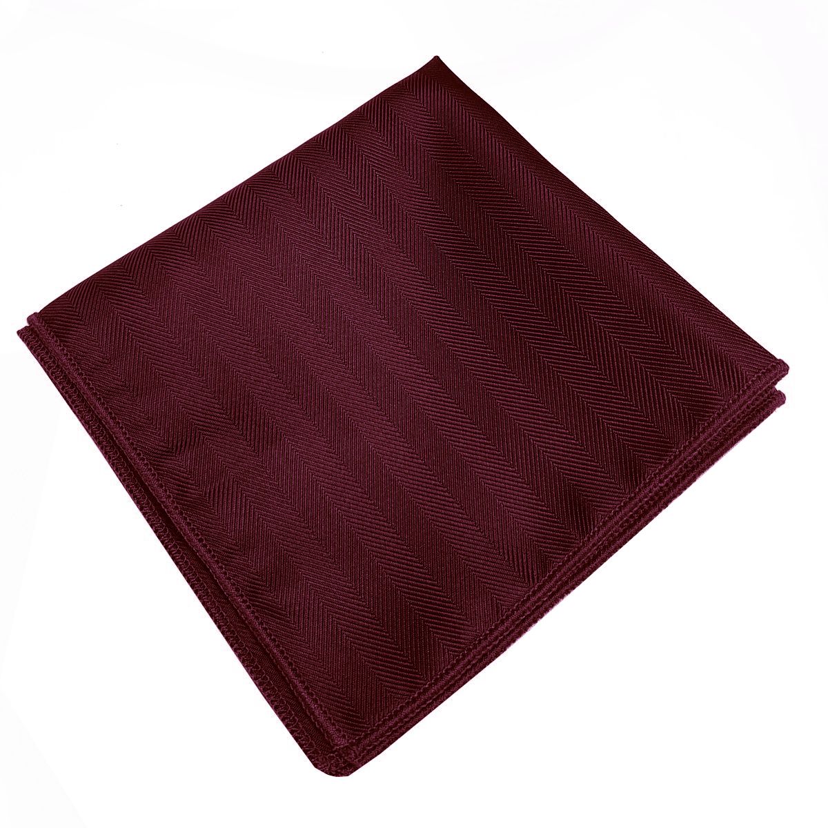Burgundy Herringbone Pocket Square