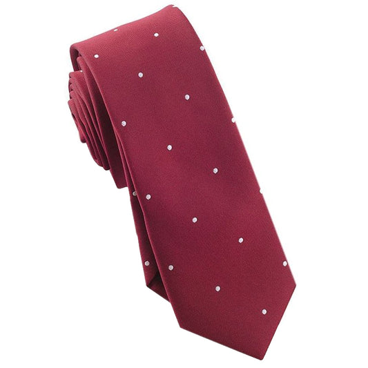 Burgundy Pin Dot Mens Skinny Tie