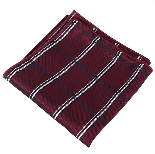 Burgundy Plaid Pocket Square