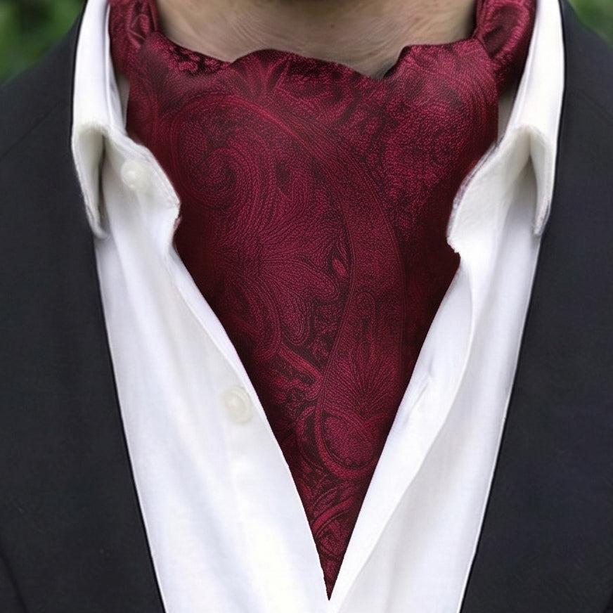 Burgundy Red Paisley Ascot Cravat