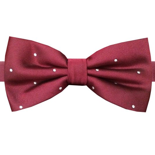Burgundy Pin Dot Mens Bow Tie