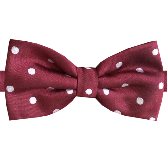 Burgundy Polka Dot Mens Bow Tie