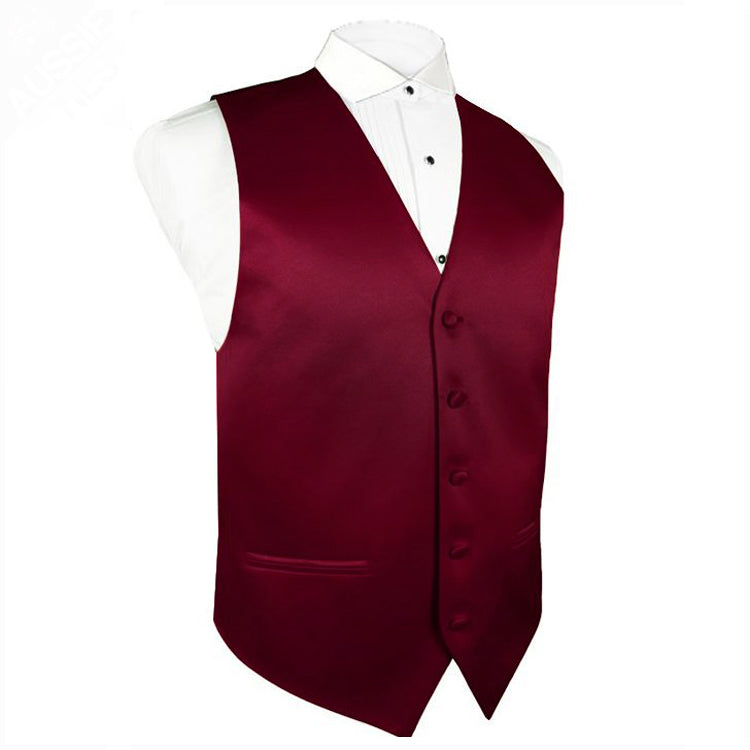 Mens Burgundy Red Waistcoat Vest