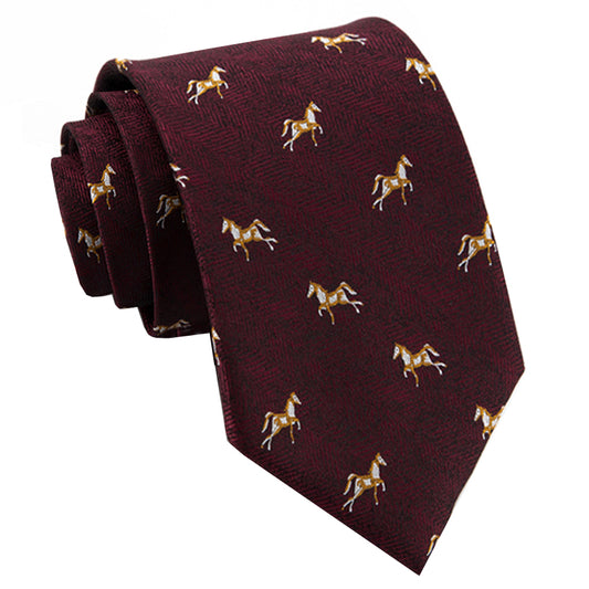 Burgundy with Horses Tie