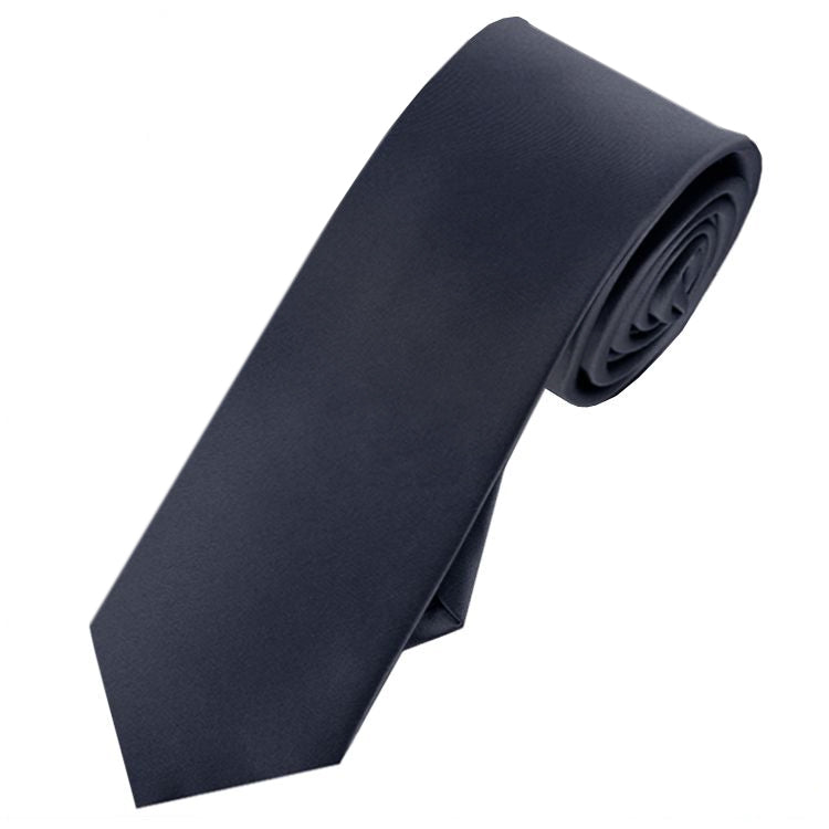 Mens Dark Grey Charcoal Skinny Tie