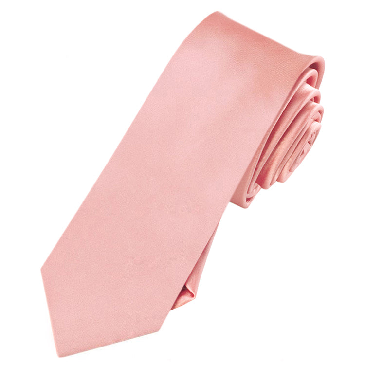 Mens Coral Salmon Flamingo Skinny Tie
