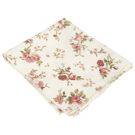 Cream with Pink Roses Pocket Square