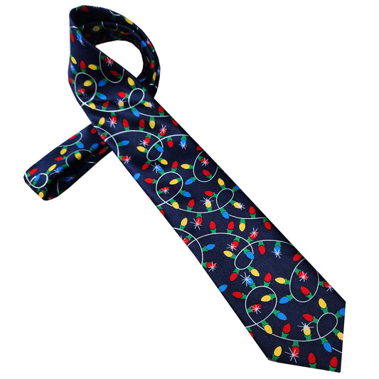 Dark Blue with Christmas Lights Tie