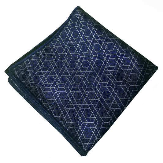 Dark Blue with Hexagonal Pattern Pocket Square