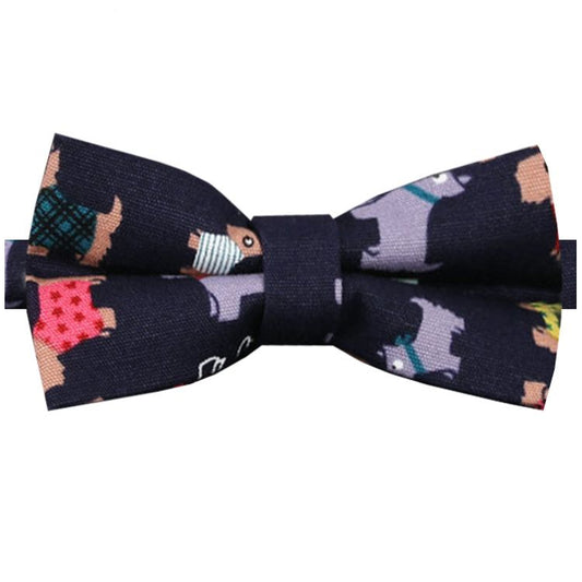 Dark Blue with Scotty Dog Pattern Bow Tie