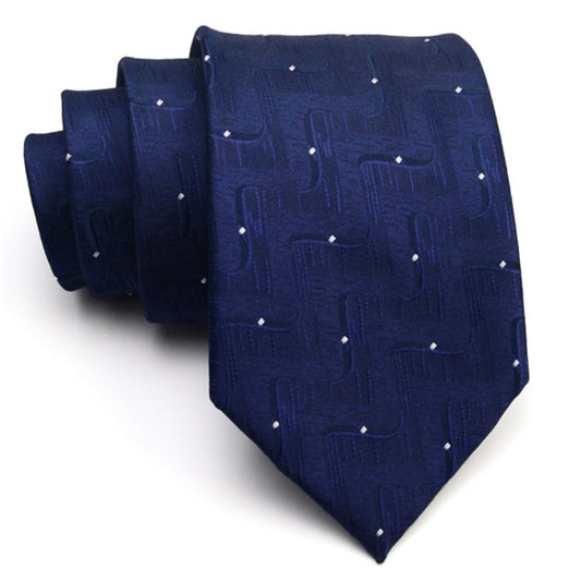 Dark Blue with Swirls and Polkadots Tie