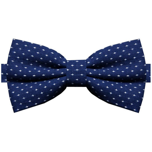 Navy with White Crosses Bow Tie