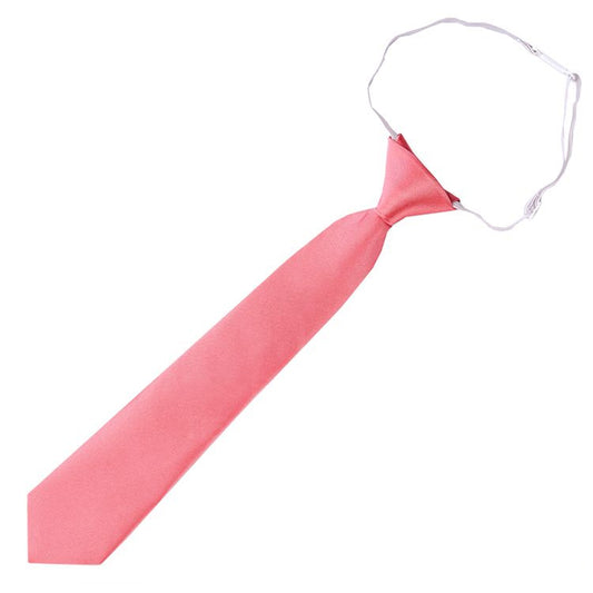 Dark Coral Salmon Junior Boys Elasticated Tie