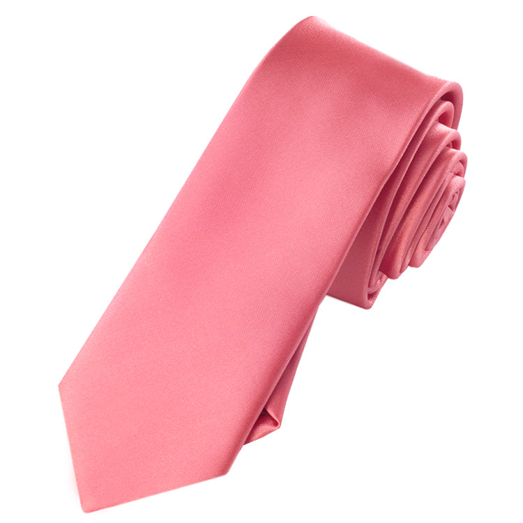 Mens Dark Coral Salmon Skinny Tie