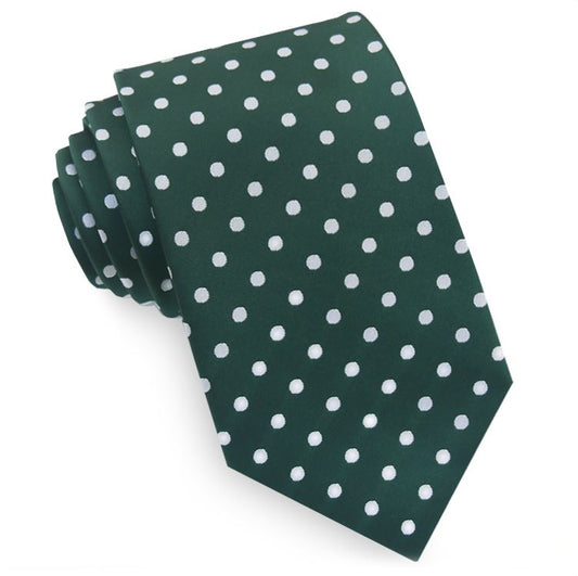 Dark Green Polka Dot Mens Tie