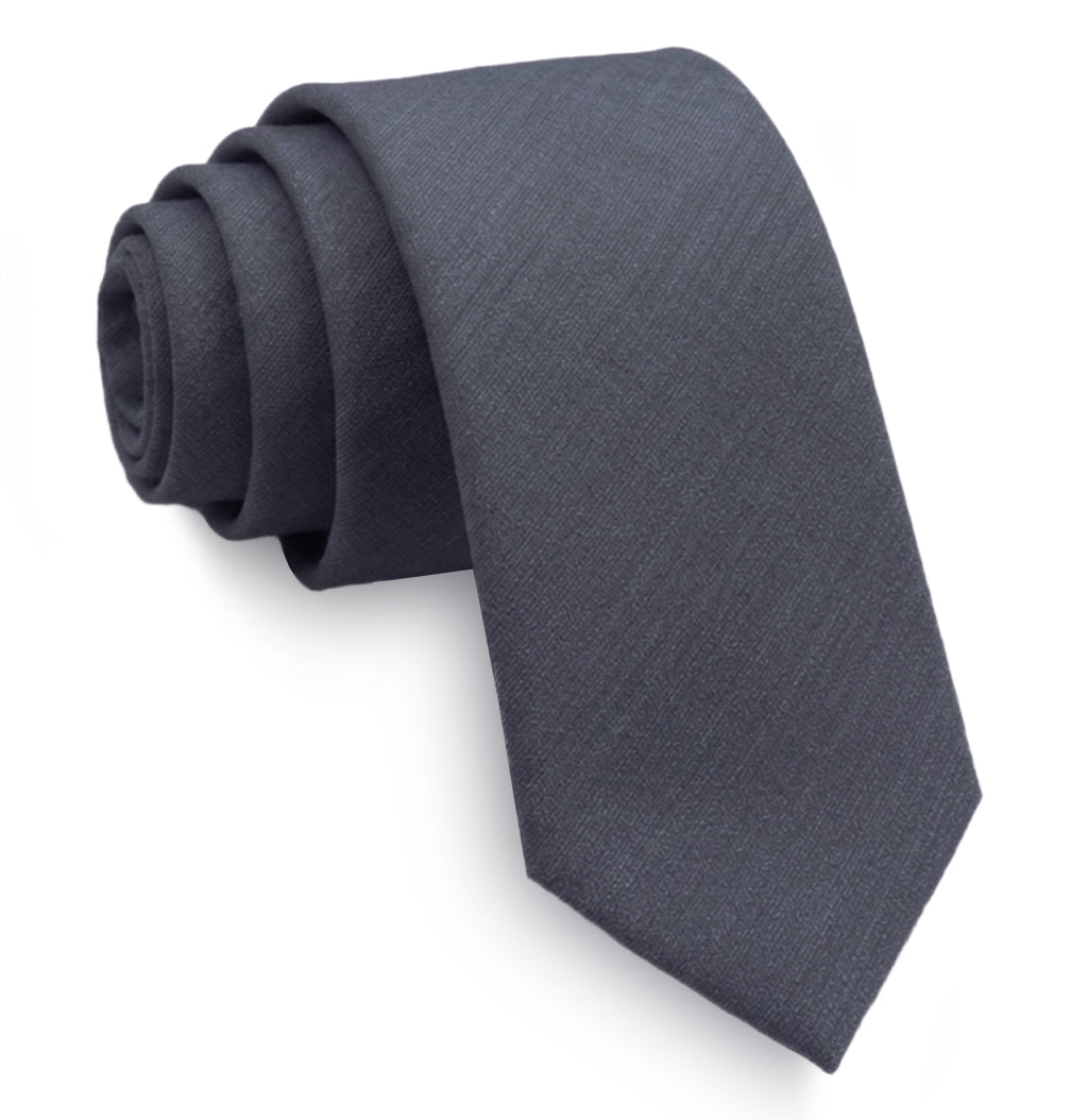 Dark Grey Bamboo & Cotton Blend Skinny Tie and Pocket Square Set