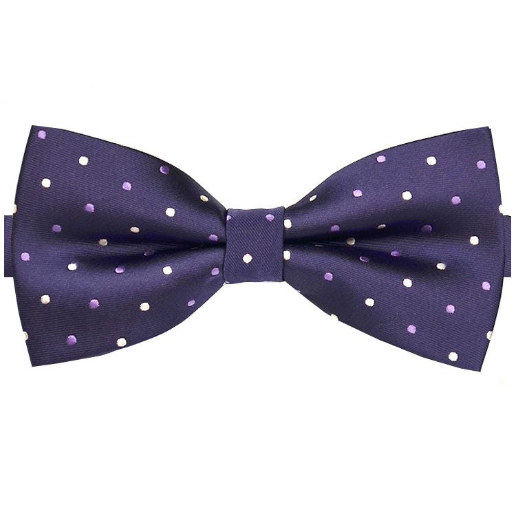 Dark Purple with Purple & White Polka Dots Bow Tie