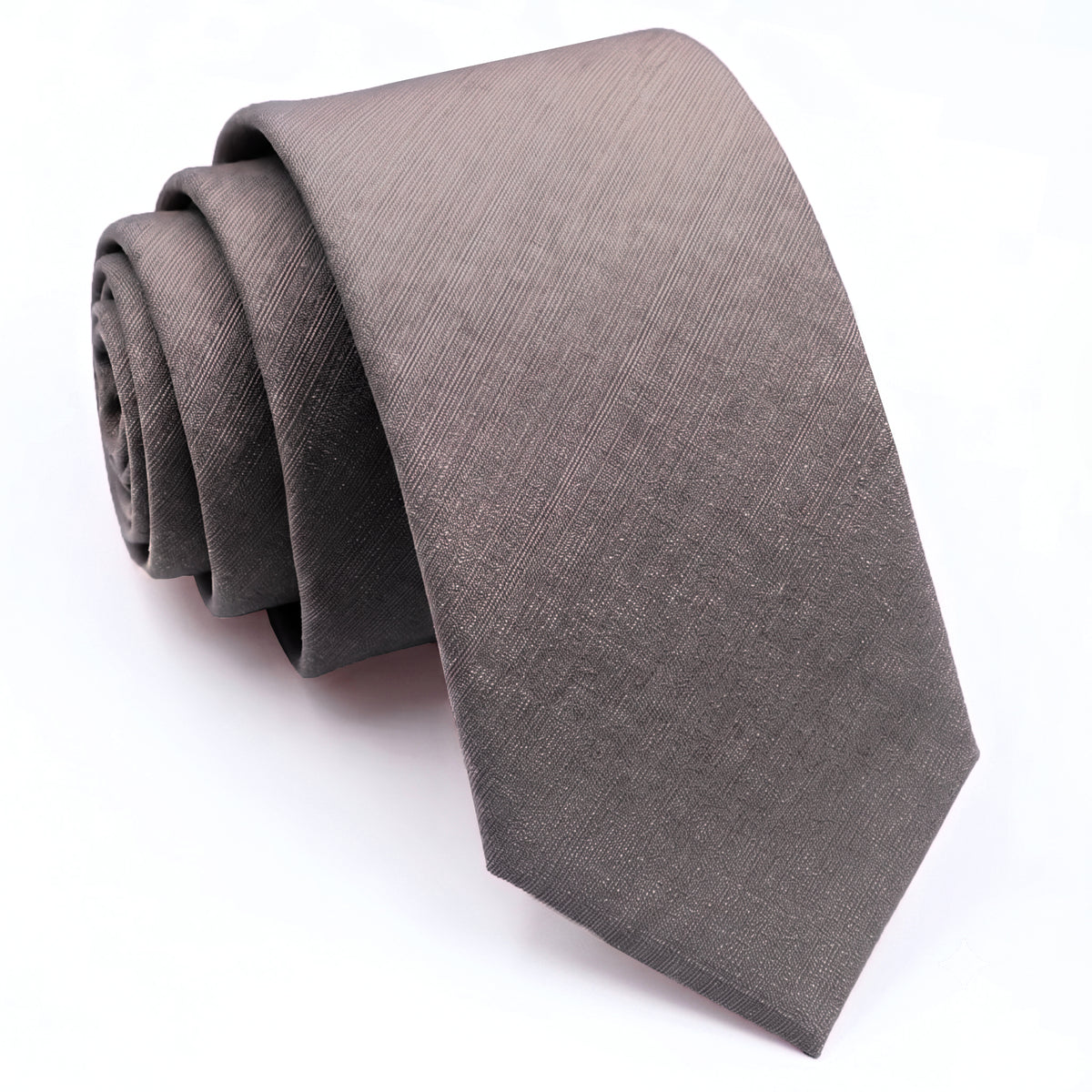 Dark Taupe Bamboo & Cotton Blend Skinny Tie