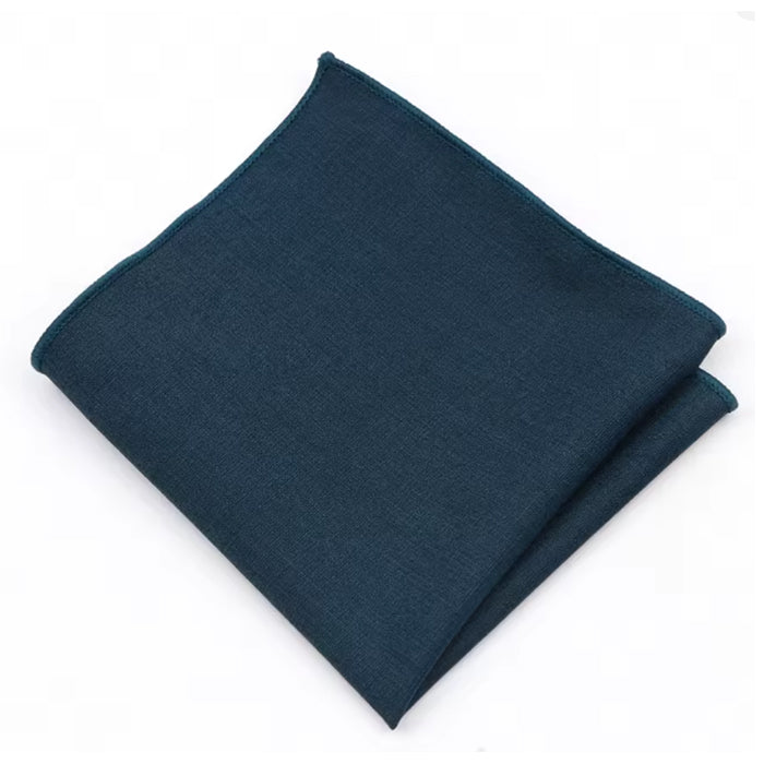 Dark Teal Bamboo and Cotton Blend Skinny Tie & Pocket Square Set