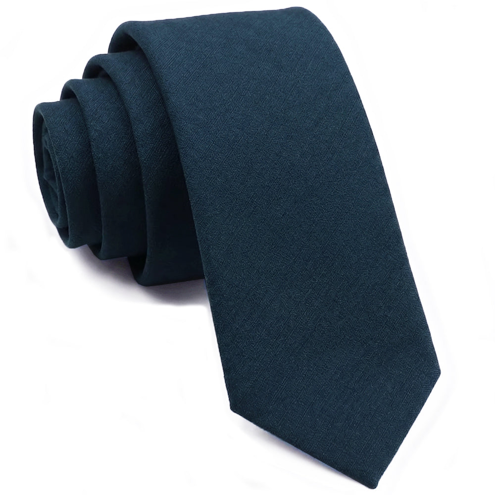 Dark Teal Bamboo and Cotton Blend Skinny Tie