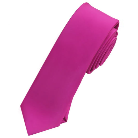 Mens Fuschia Cerise Magenta Pink Skinny Tie