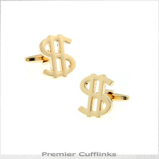GOLD DOLLAR SIGN CUFFLINKS