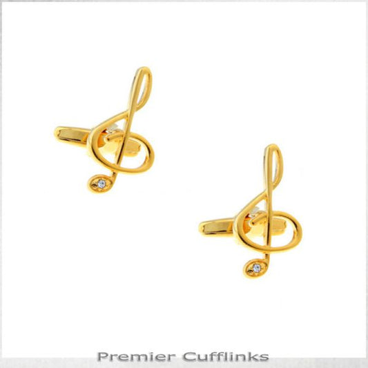 GOLD WITH GEM INSET TREBLE CLEF CUFFLINKS
