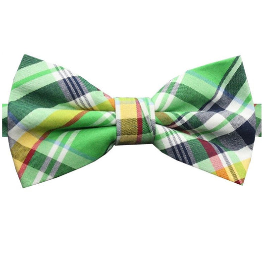 Green, Yellow, White & Red Tartan Bow Tie