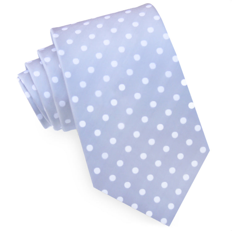 Light Grey Polka Dot Mens Tie