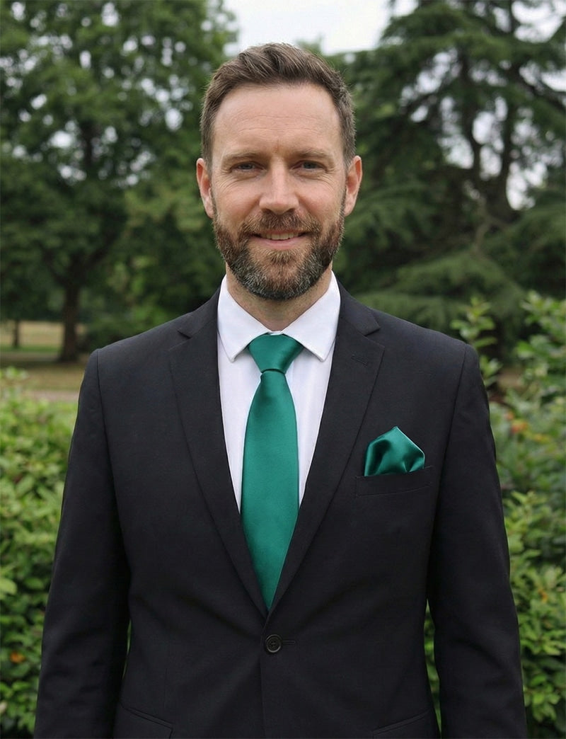 Jade Green Tie and Pocket Square Set