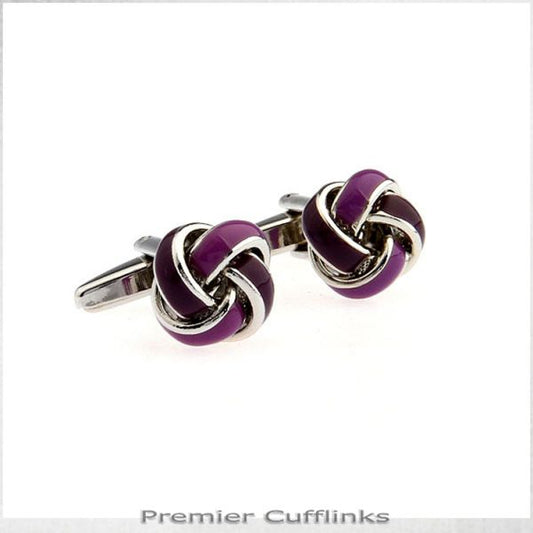 LIGHT AND DARK PURPLE KNOTS CUFFLINKS