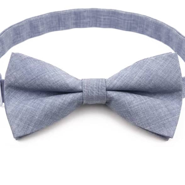 Light Blue Grey Cotton Men's Bow Tie