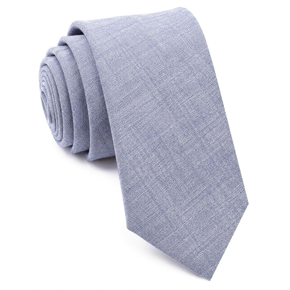 Light Blue Grey Cotton Slim Tie