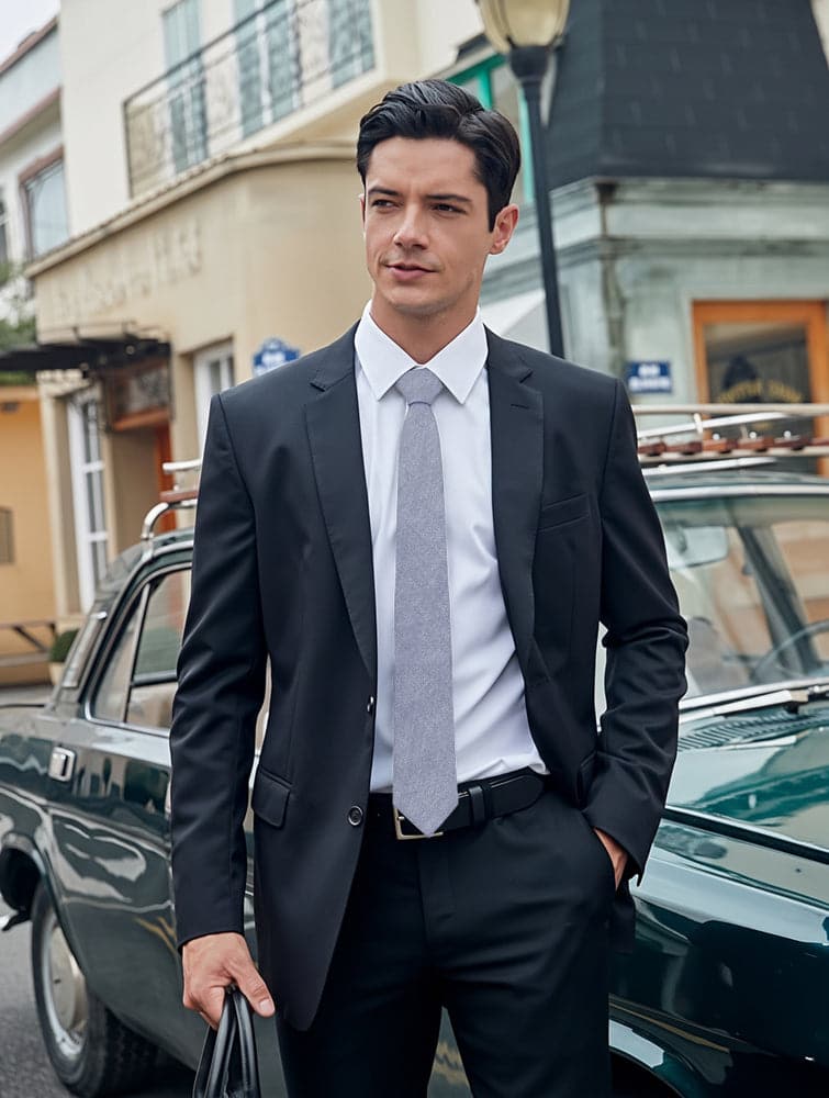 Light Blue Grey Cotton Slim Tie