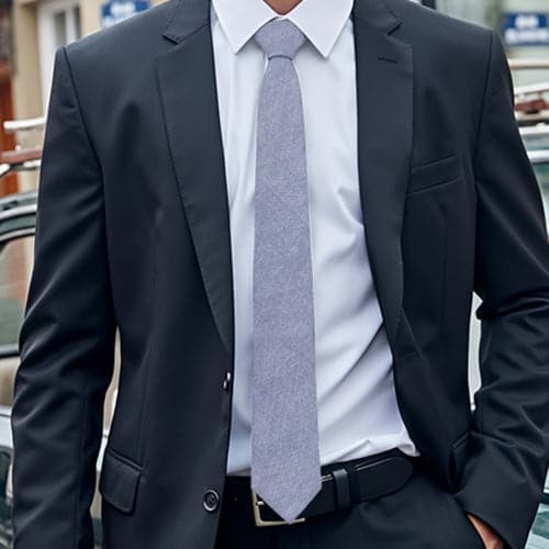 Light Blue Grey Cotton Slim Tie