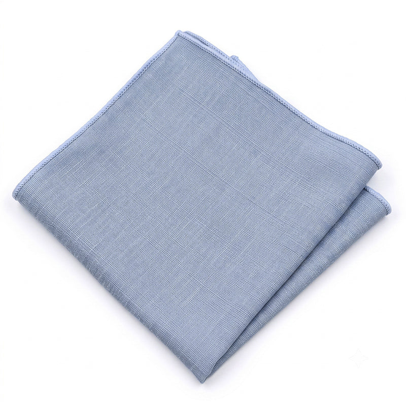 Light Denim Blue Bamboo & Cotton Blend Skinny Tie & Pocket Square Set