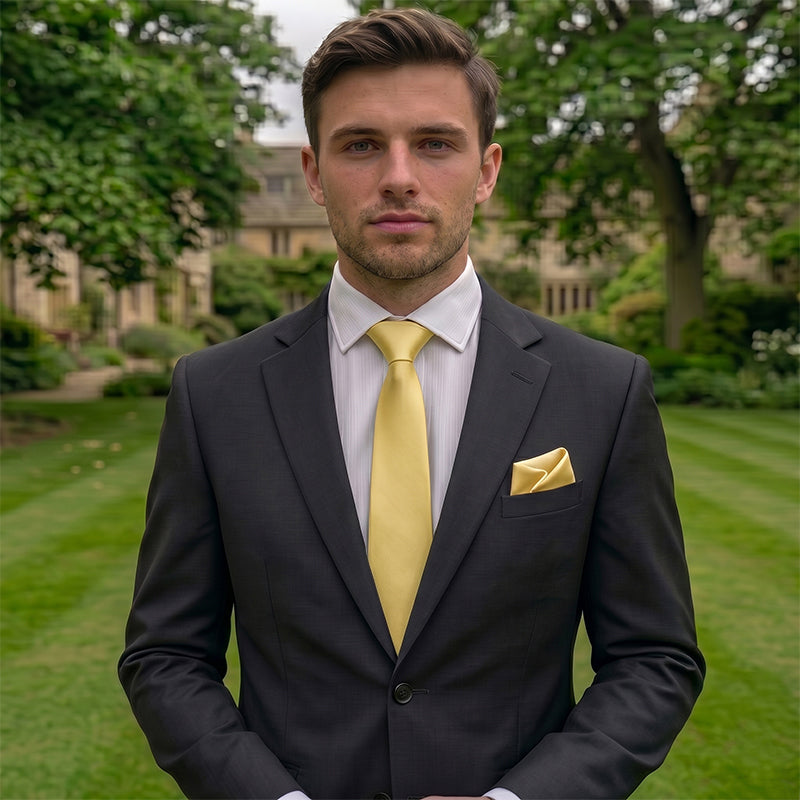 Light Gold Tie and Pocket Square Set