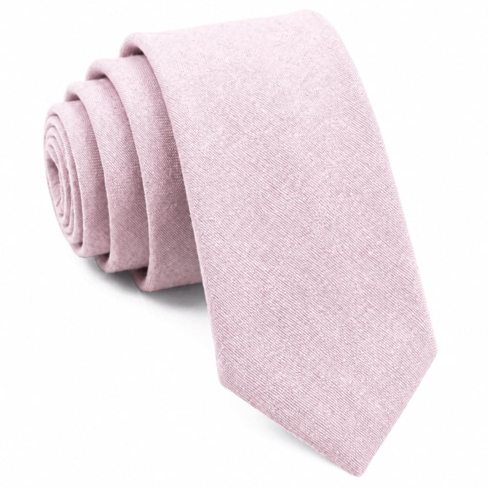 Light Pink Cotton Slim Tie & Pocket Square Set
