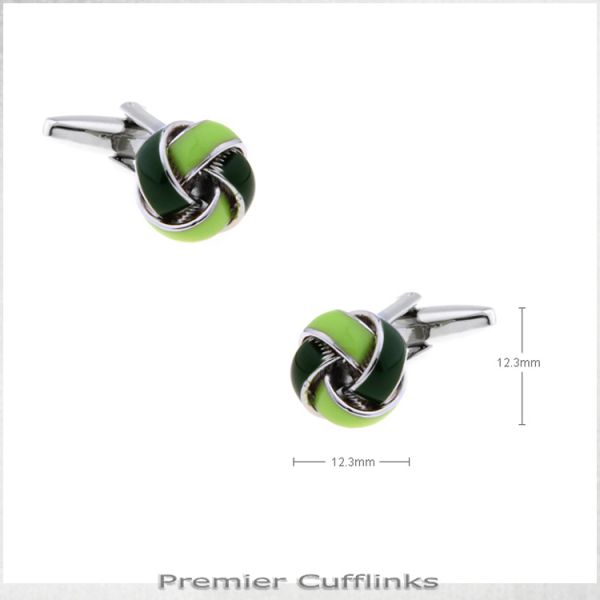 LIME AND FOREST GREEN KNOT CUFFLINKS