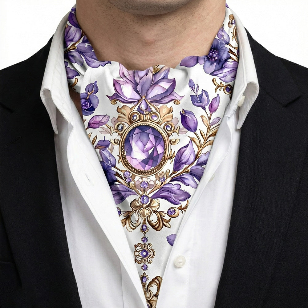 Genuine Silk Lisianthus Flowers Ascot Cravat