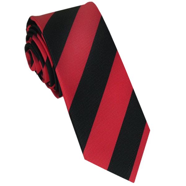 Red & Black Stripes Mens Skinny Tie