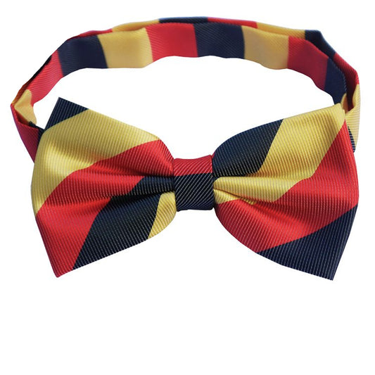 Mens Red, Black & Yellow Stripes Bow Tie