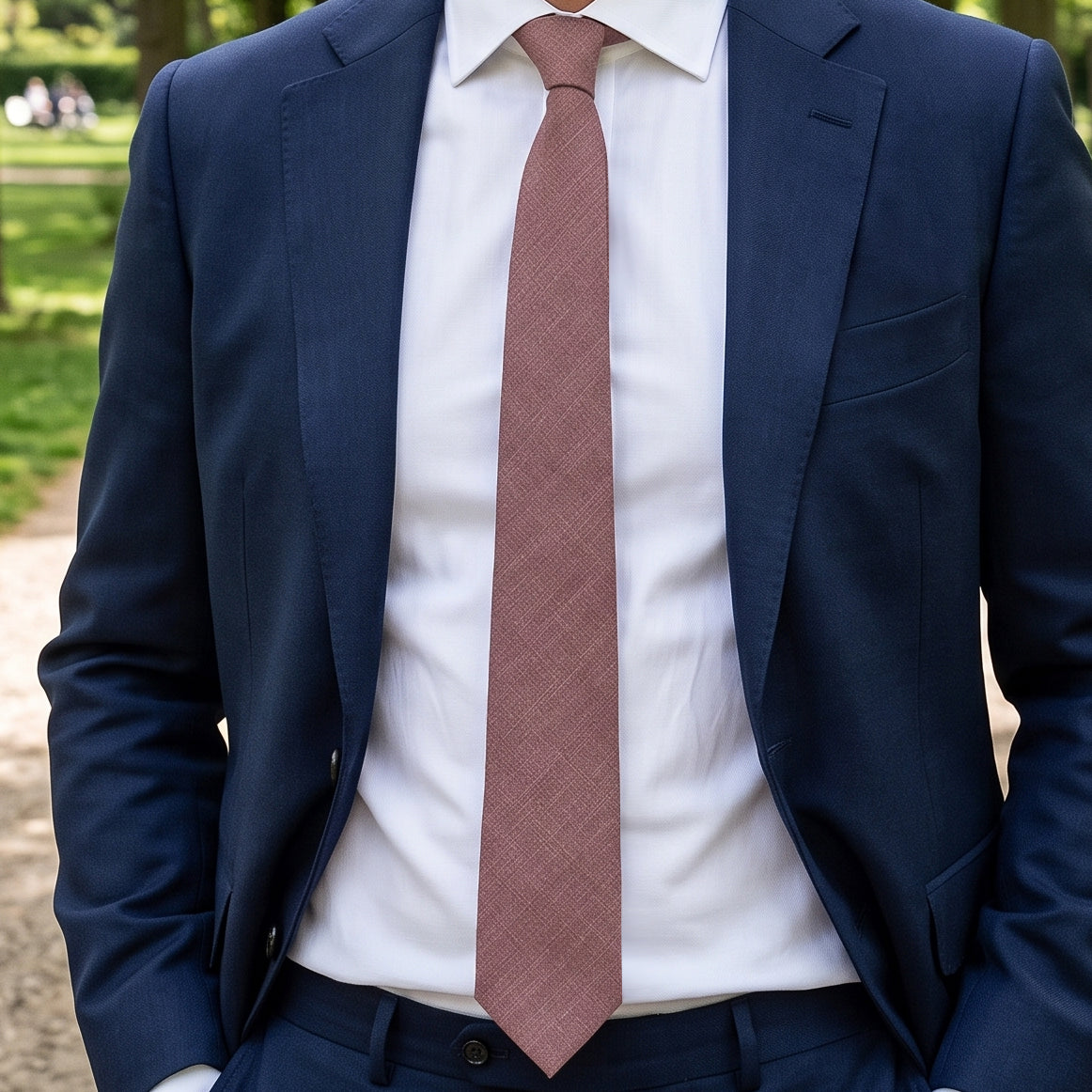 Chestnut Brown Bamboo and Cotton Blend Skinny Tie