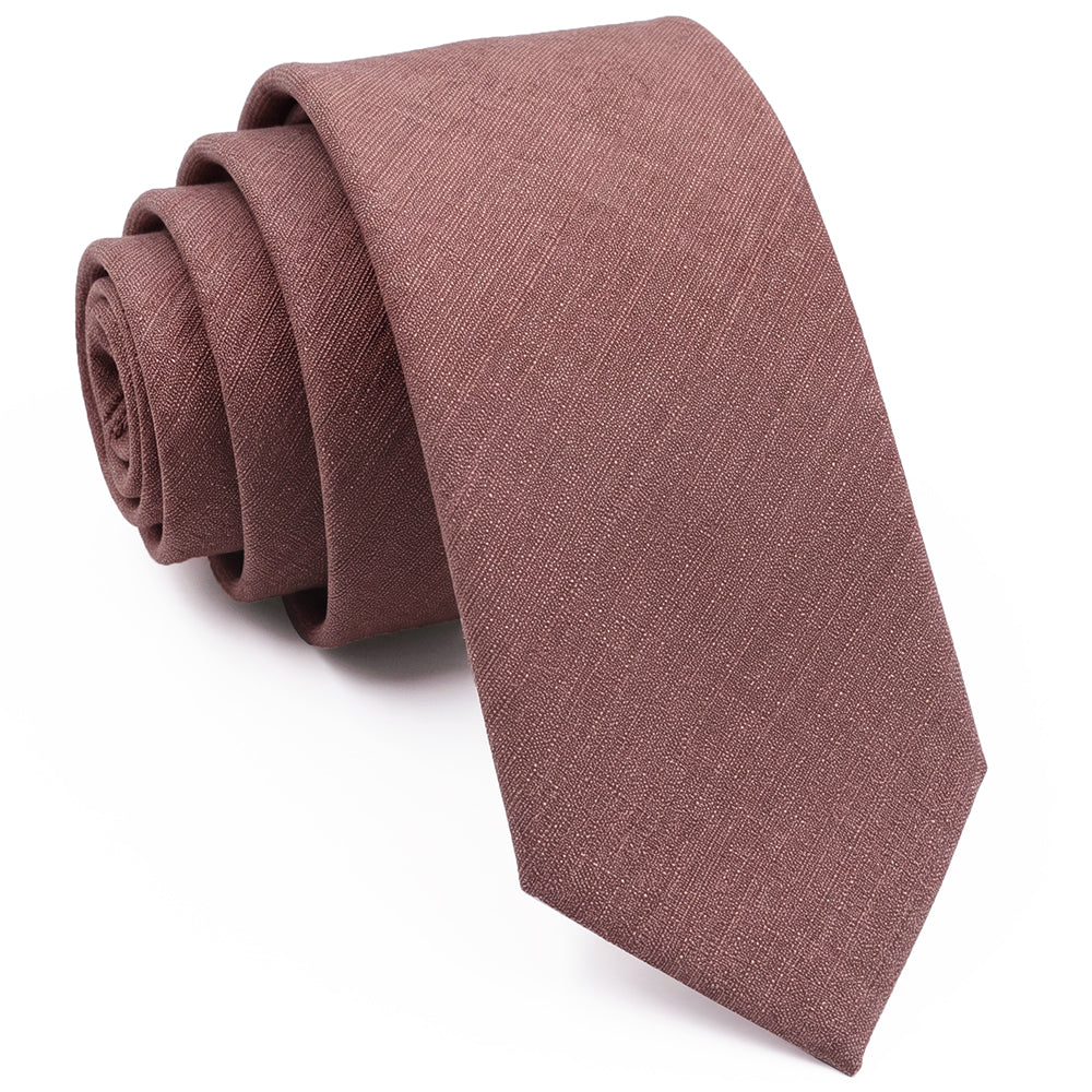 Chestnut Brown Bamboo and Cotton Blend Skinny Tie & Pocket Square Set