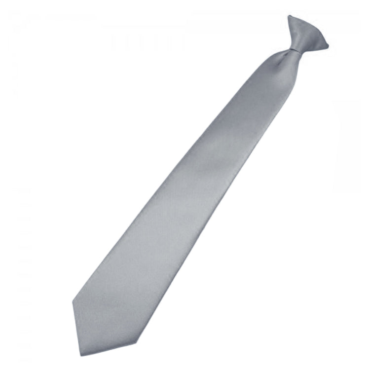 Mens Mid Silver Clip On Tie