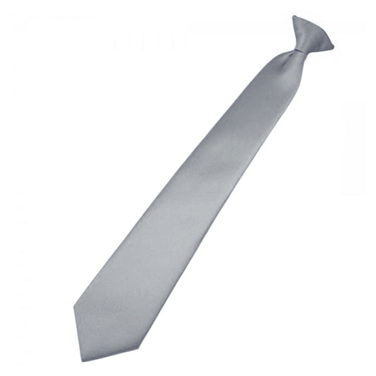 Mens Mid Silver Clip On Tie