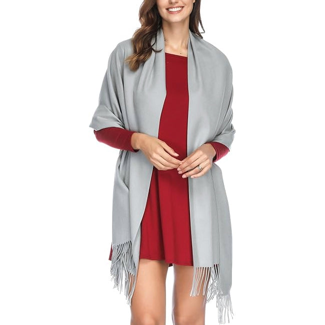 Mid Silver Ladies Pashmina Scarf