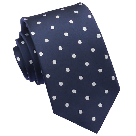 Midnight Blue Polka Dot Mens Tie