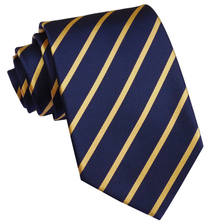 Dark Blue With Gold Thin Stripes Mens Tie