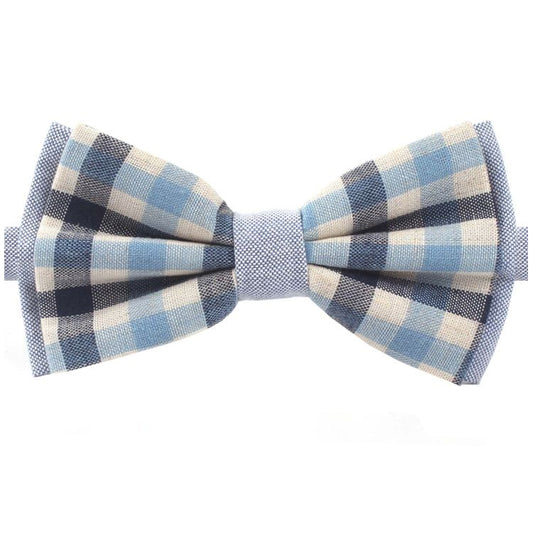 Navy & Light Blue Check Bow Tie